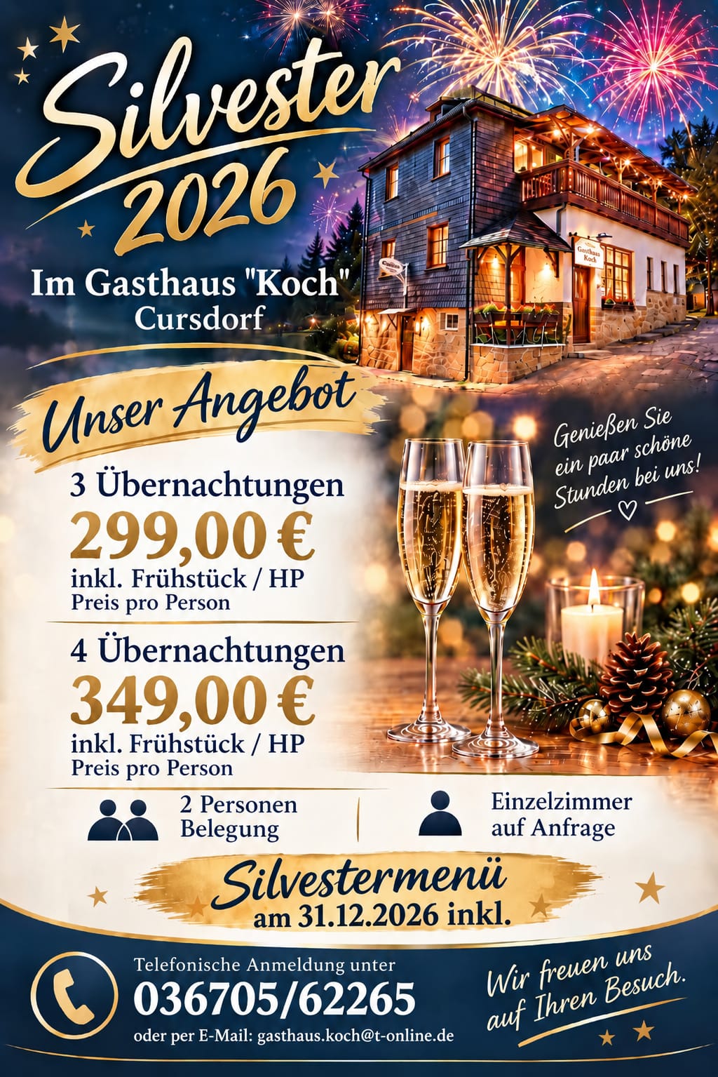 Gasthaus & Pension Koch - Silvesterangebot 2026